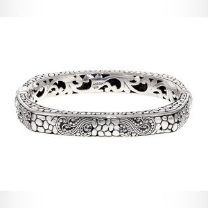 Sarda Sterling Silver Filigree Hinged Bangle Bracelet